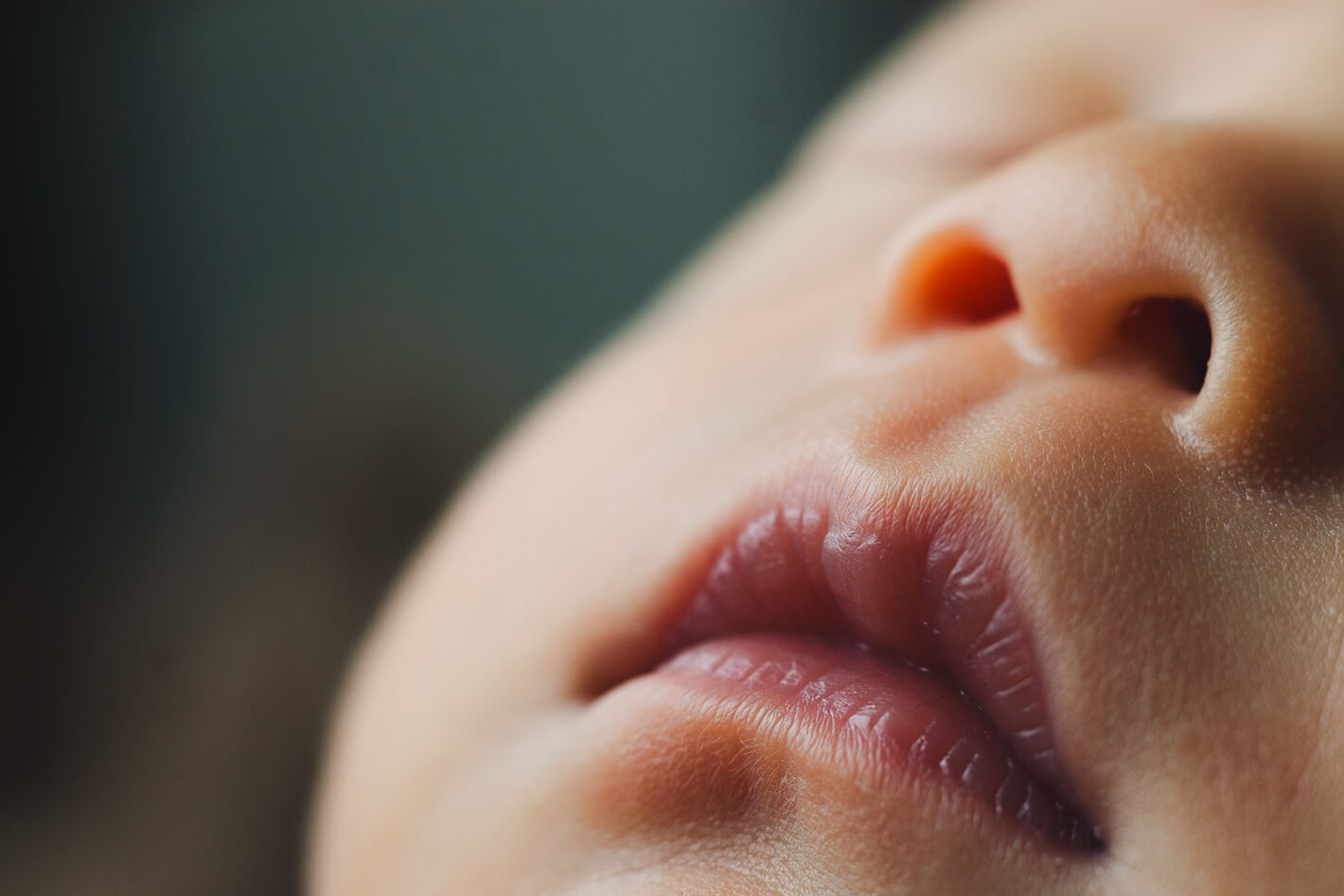 Close-up shot of a newborn's lips